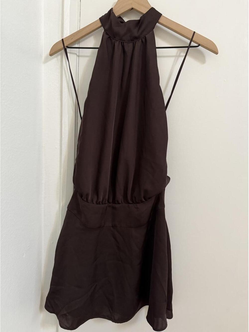 Aritzia Possie Satin Dress | Rich Mocha Brown 🌰✨ | Size 4 - Picture 4 of 7